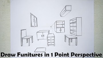 Learn How to Draw furnitures in 1 point perspective | Step by step