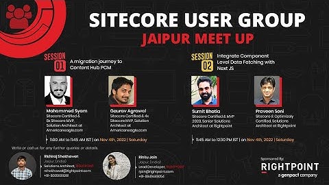 Sitecore User Group Jaipur Meetup | November 4th, 2023 | Mohammed & Gaurav | Sumit & Praveen