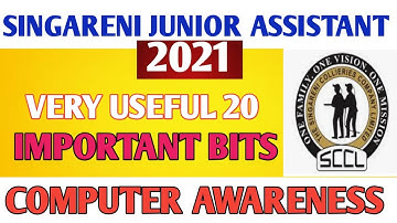 SCCL Singareni Junior Assistant exam 2021 /Important Bits from Computer awareness/useful for exam/