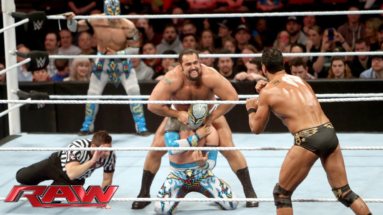 The Lucha Dragons vs Rusev  Alberto Del Rio Raw 8 Februar 2016