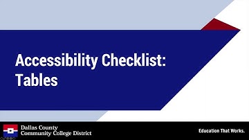 Accessibility Video 06: Tables