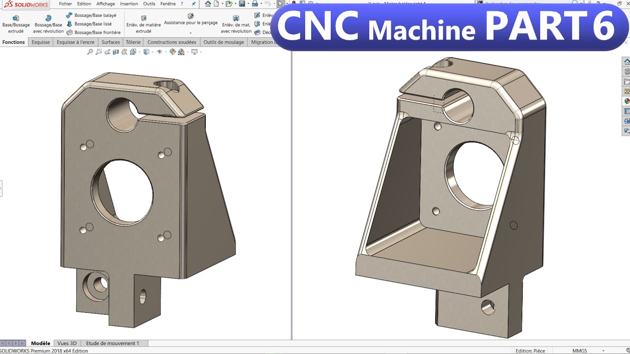 Solidworks Tutorial 37 : CNC Machine Part 6 - Y axis | Motor holder ...