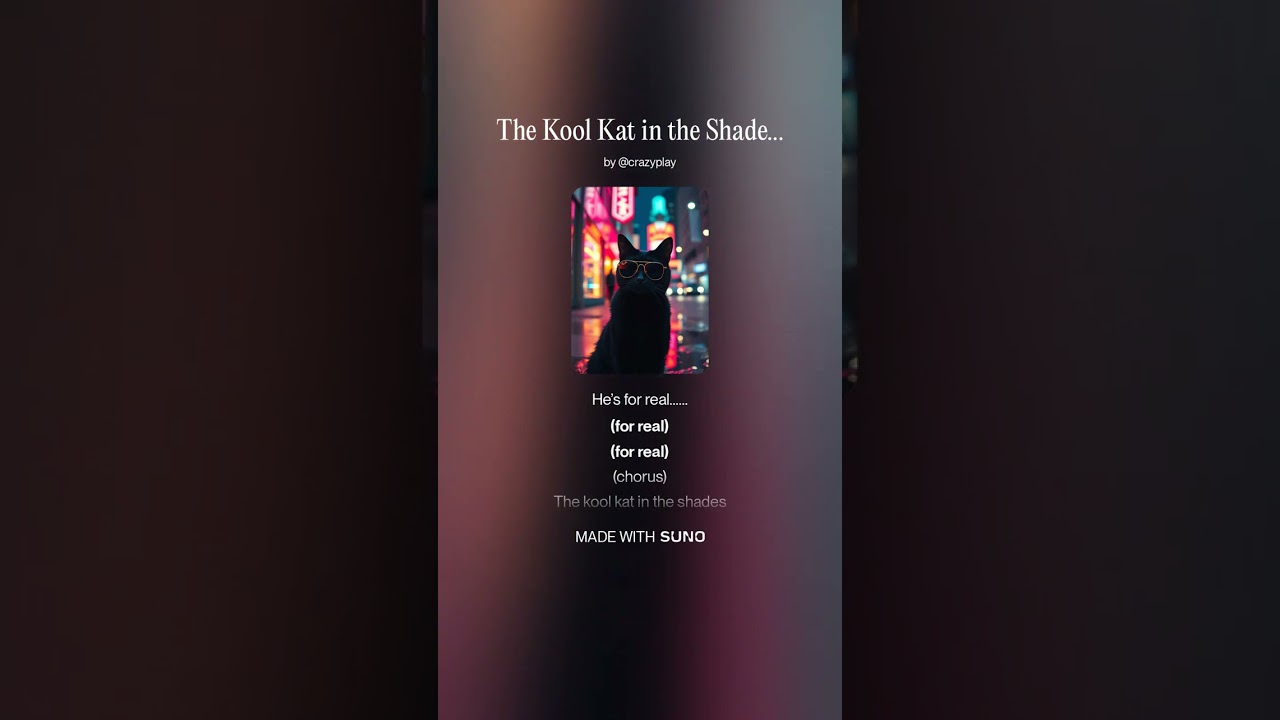 The Kool Kat in the Shades/Cool Jazz/Synth-Pop/Soft Rock/AI Music/Lyrics 100% Human Written