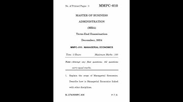 MMPC-010 Dec 2024 | IGNOU Previous Year Question Paper