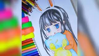  Drawing anime girl cute || رسم بنت أنمي كيوت 