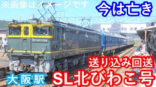 【もう二度と見られない】JR西日本12系+EF65-1124（トワ釜）SL北びわこ号送り込み回送大阪駅到着/発車シーン