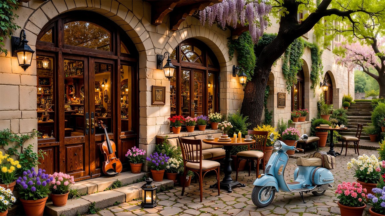 Cozy Coffee Shop Ambience 🍃 Jazz Background Music with Spring Atmosphere for Relaxing, Work & Study