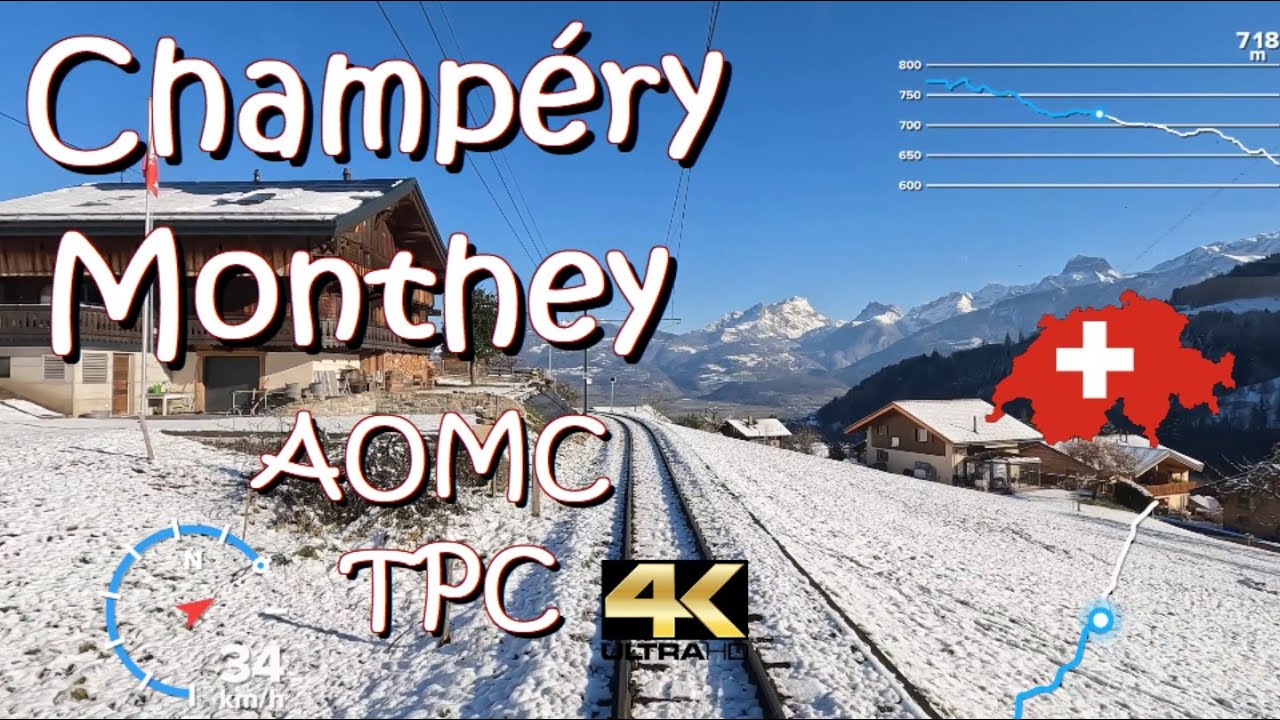 CAB RIDE 4K 🇨🇭 Champéry - Monthey AOMC 🛤 R72 Transports publics du Chablais (TPC) GTW 2/6 🌞