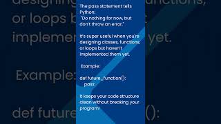 What Does the Pass Statement Do in Python? #ai #artificialintelligence #futuretech #machinelearning