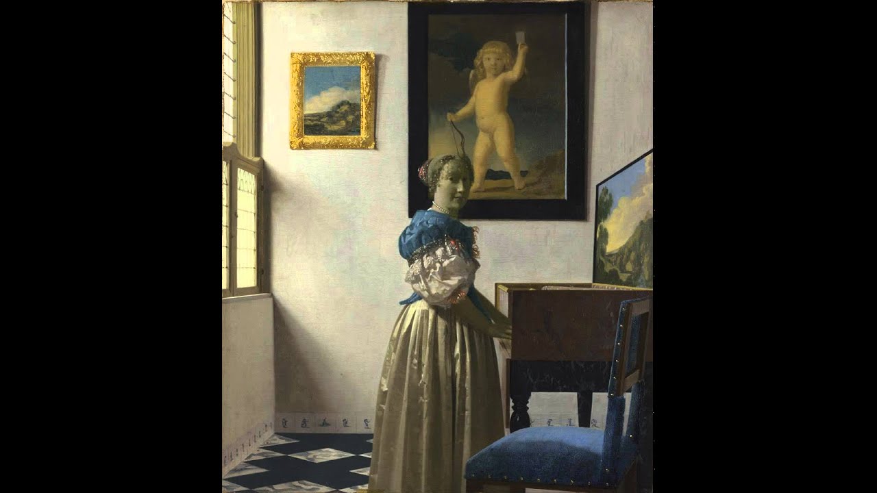 Johannes Vermeer / Young woman standing at a virginal