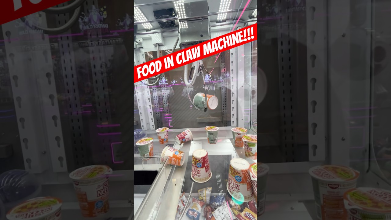Claw Machine Filled With FOOD! #clawmachine #cranegame #clawmachinewin #arcadegames #food