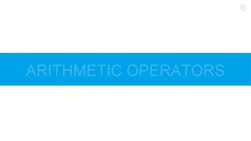 Arithmetic Operators in C