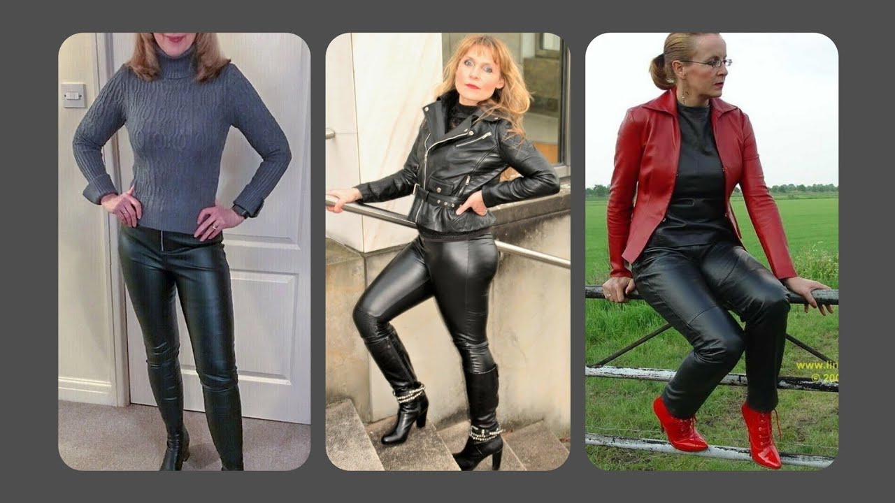 Old Lady & Older Women Leather Pents & Tights & Leggings Outfit ideas
