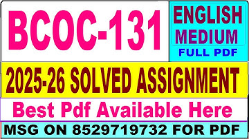 BCOC 131 solved assignment 2025-26 || bcoc 131 solved assignment 2026 in English || ignou bcoc131