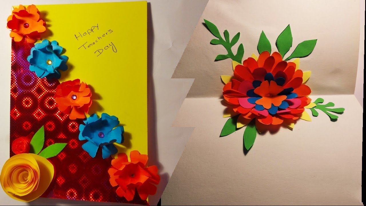DIY Teacher's Day Card/Handmade Teacher's Day card/Greeting card 2019/how to make Teacher's day card paper flowers diy
