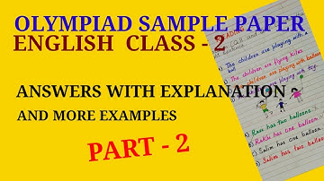 English Olympiad Sample Paper  for Class 2 Answers with Explanation and Examples Part 2