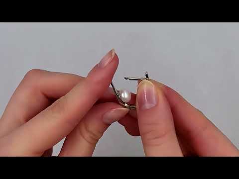 Срібні сережки БС1291 розмір 25х8 мм штучні перли вага 5.0 г, видео 1