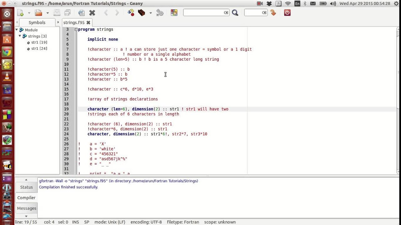 Fortran Programming Tutorials Revised 015 Characters Strings String Arrays Youtube