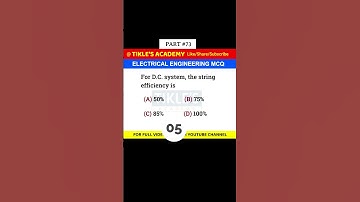 ELECTRICAL ENGINEERING MCQ 73 #shorts #electricalengineering #tiklesacademy