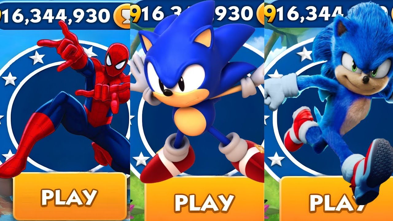 Sonic Dash - Spiderman VS Classic Sonic VS Sonic _ Movie Sonic vs All ...