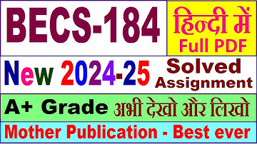 BECS 184 solved assignment 2024-25 in Hindi || becs 184 solved assignment 2025 || becs184 2024-25
