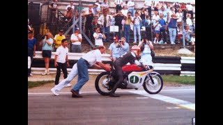 Classic Motorcycle Racing: Ralph Bryans rides an exMike Hailwood Honda 6 at Brands Hatch in 1989