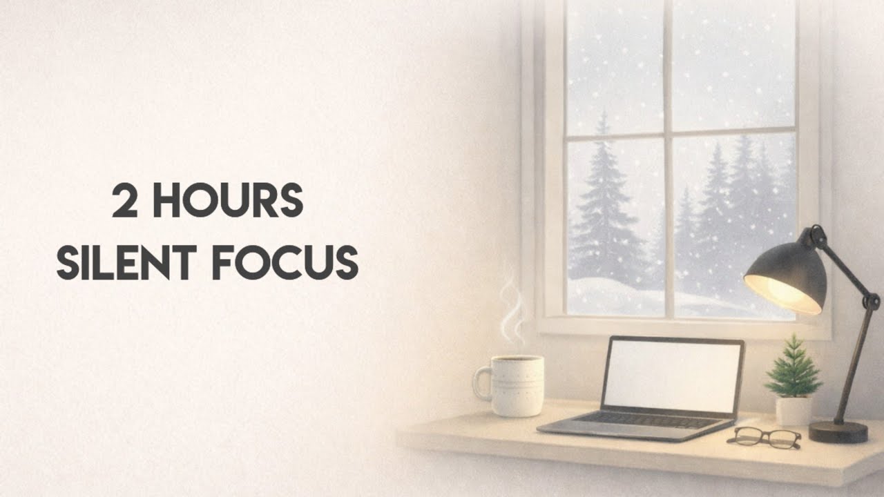 2 Hour Silent Pomodoro — Snowy Window Desk (50/15)
