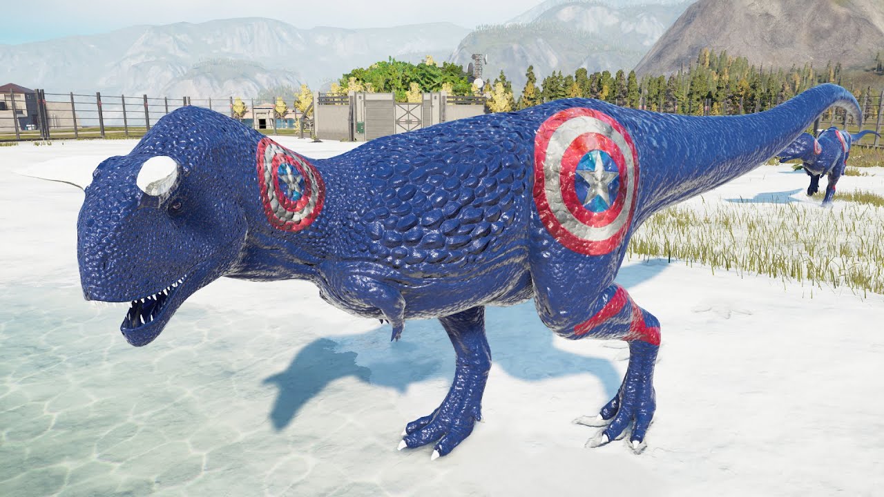 Captain America Carnotaurus Marvel Superhero Pack Dinosaurs Fighting