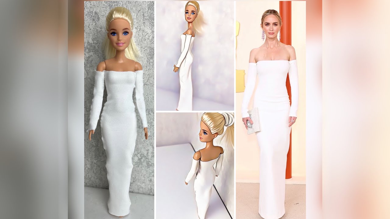 DIY Barbie Doll Dress How to make white Barbie Dress Clothes for