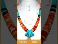 Santo Domingo Kingman Turquoise Orange Spiny Heishi Necklace Lupe Lovato