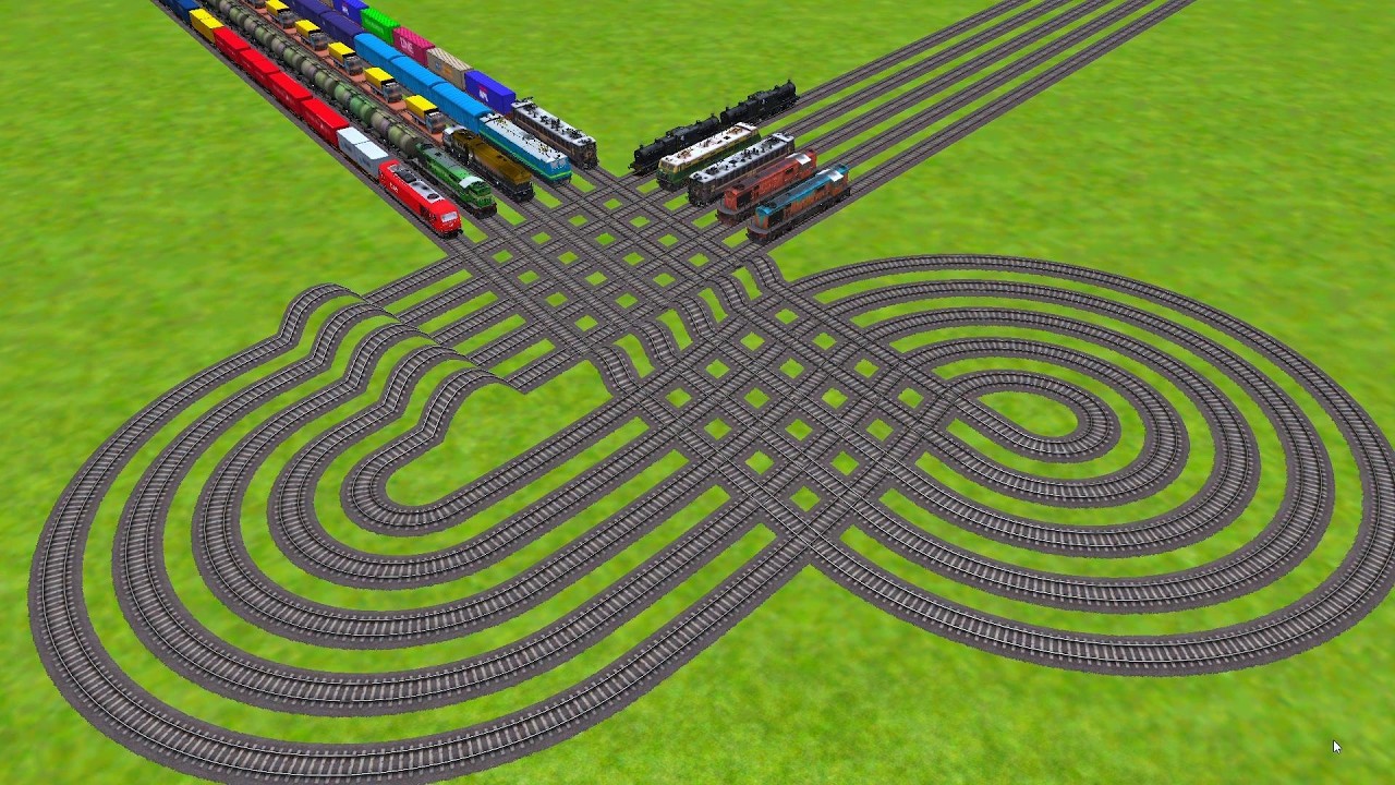 All Trains Coupling On Bumpy 🏆Railroad Tracks Zig Zag Risky Railroad Tracks || train simulator 
