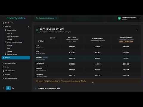 🆕 app.SpeedyIndex.com: Checking and Replenishing Your Balance