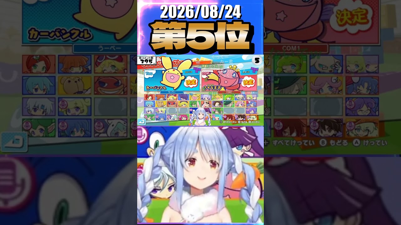 8/24 草コメント数ランキング第5位 #兎田ぺこら 0時間52分ごろ