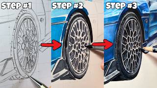 How To Draw Realistic Car Wheels In 3 SIMPLE Steps screenshot 1