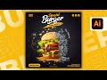 Illustrator cc tutorial  graphic design   modern burger poster design 