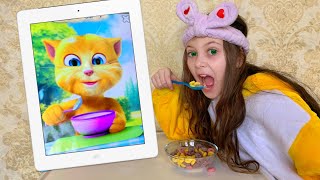 شفا تاكل مع القط المتكلم Eating and Playing with ginger 생강 먹고 놀기