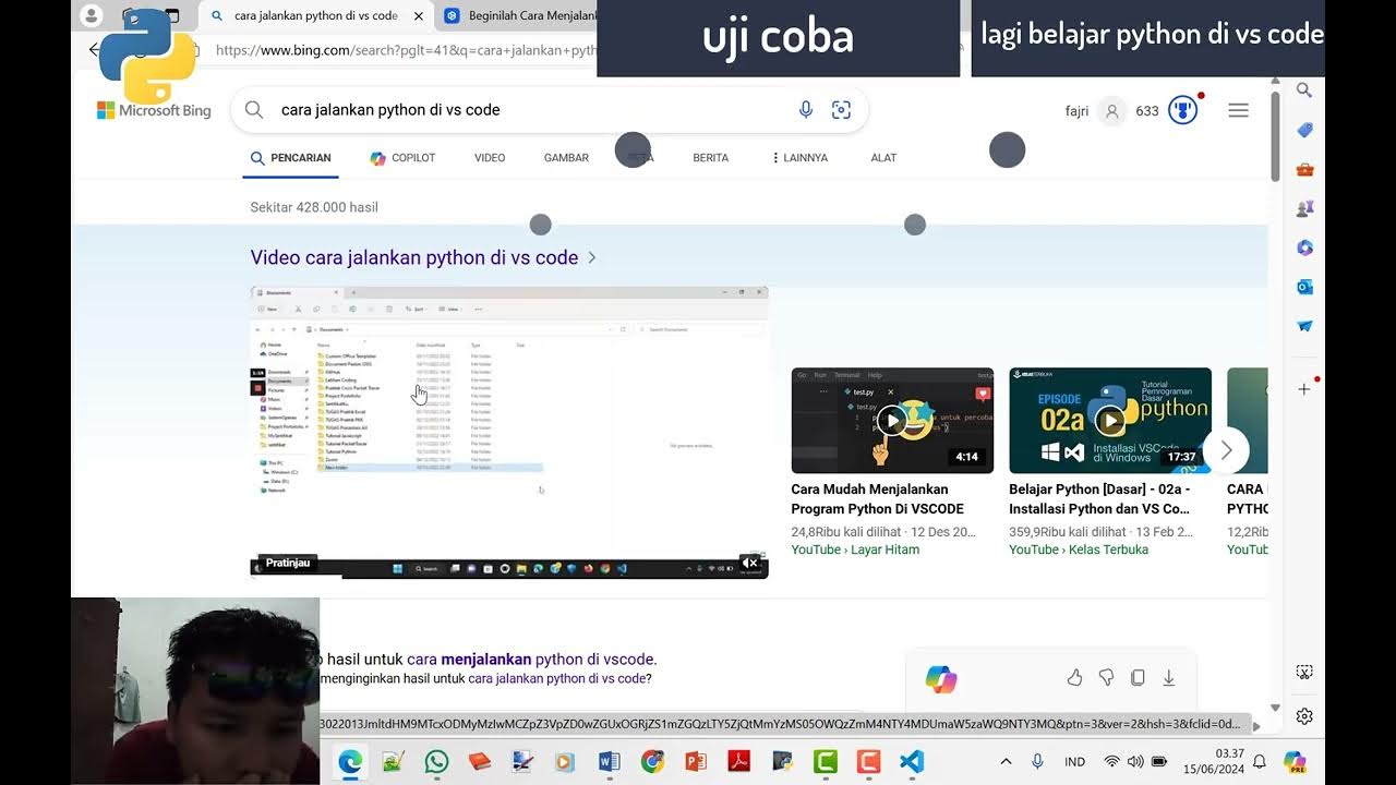 240615 belajar 1 visual code untuk jalankan python - YouTube