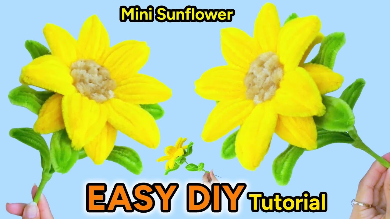 Простой мини-подсолнух 🌻, сделанный из проволоки для чистки трубок | Инструкция