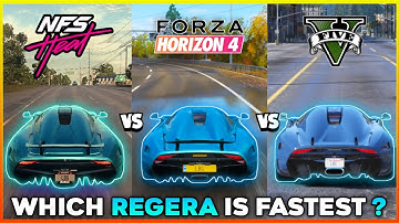 KOENIGSEGG REGERA TOP SPEED : NFS HEAT VS FORZA HORIZON 4 VS GTA 5 I WHICH GAME HAS FASTEST REGERA ?