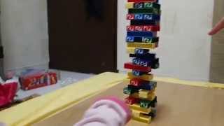 Playing Uno Stacko