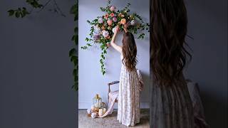 Decorating a room with flowers arranged beautifully on the wall. #shortvideo #aesthetic #aivideo