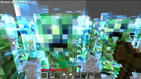 Minecraft Beta 1.5 Secret ~ Super Charged Creepers & Zombie Pig Men!