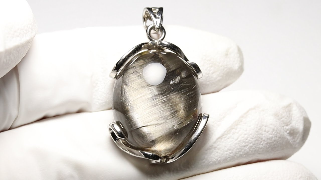 クォーツインプラチナルチルクォーツ(キャッツアイ効果あり) オーバル