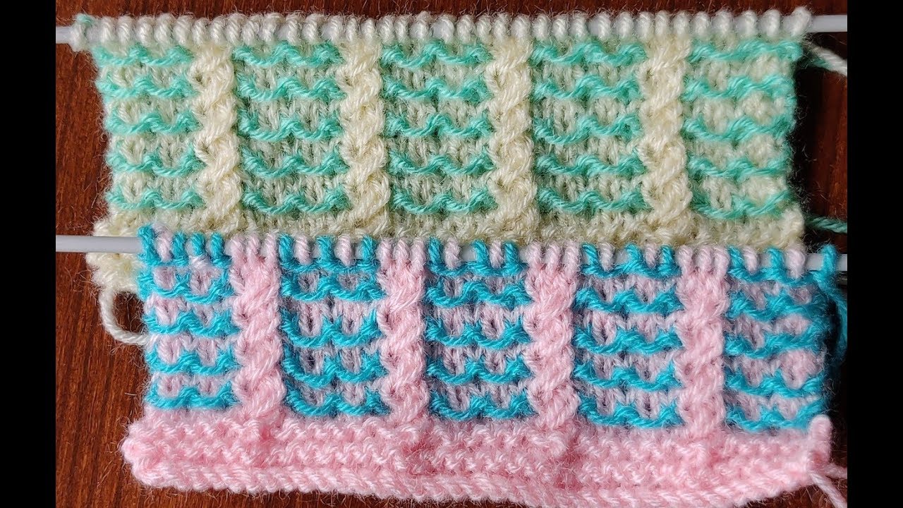 Knitting pattern in two colours in Hindi by Sapna Crafts YouTube