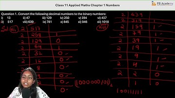 Applied Mathematics Class 11 | 1 Binary Numbers [Part -7] | PB Academy