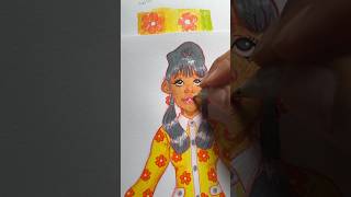 Finished my 1960s chick! #art #timelapse #1960s #flowerpower #wip #painting #watercolor