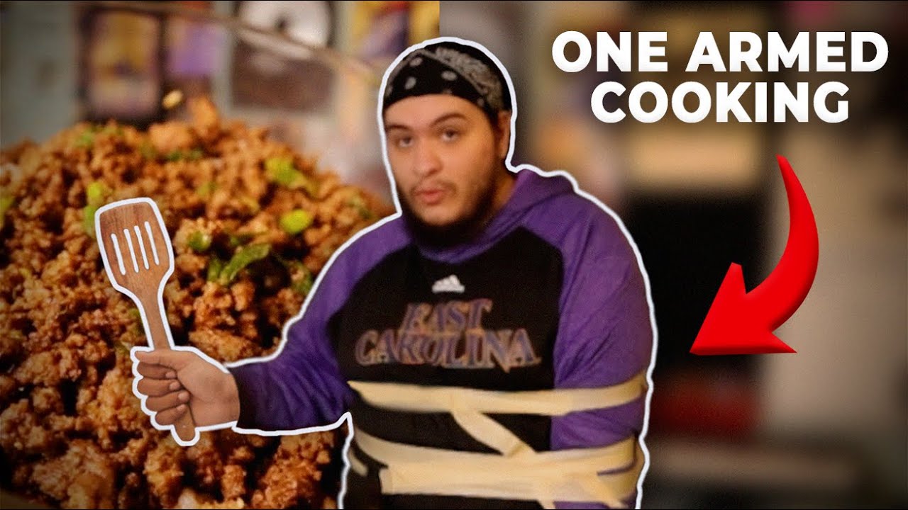 One Arm Cooking Challenge: Making a Meal Using 1 Arm!