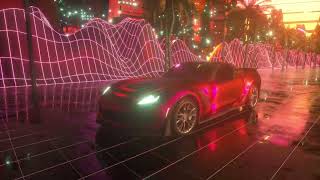 Futuristic Retro Car Drive Through Neon City Screensaver 4K