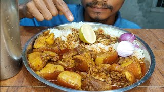 Asmr Eating Gravy Pork Belly With Onion Lemon And Rice Mukbang Eating Village Food