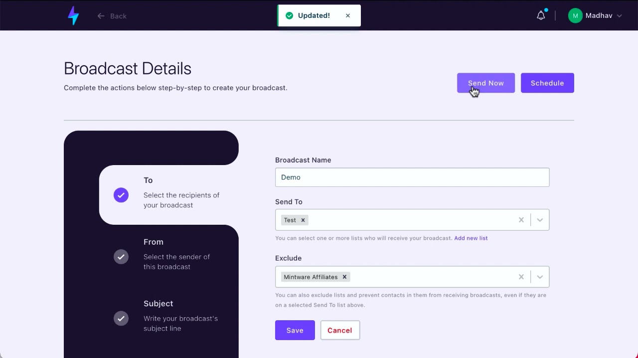 [Mailzapp] 04 Broadcasts